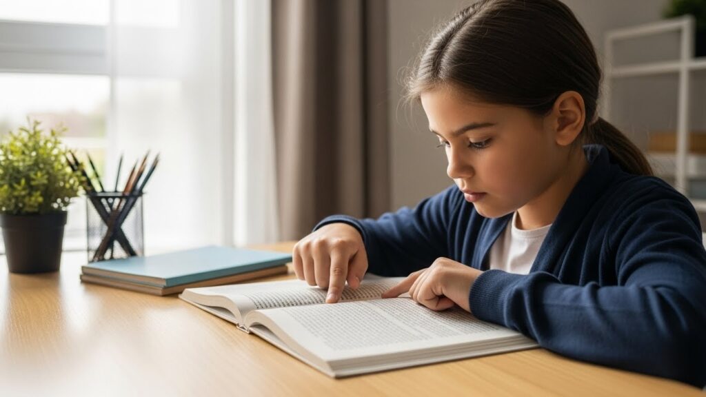 Child reducing making careless mistakes by improving reading focus and comprehension