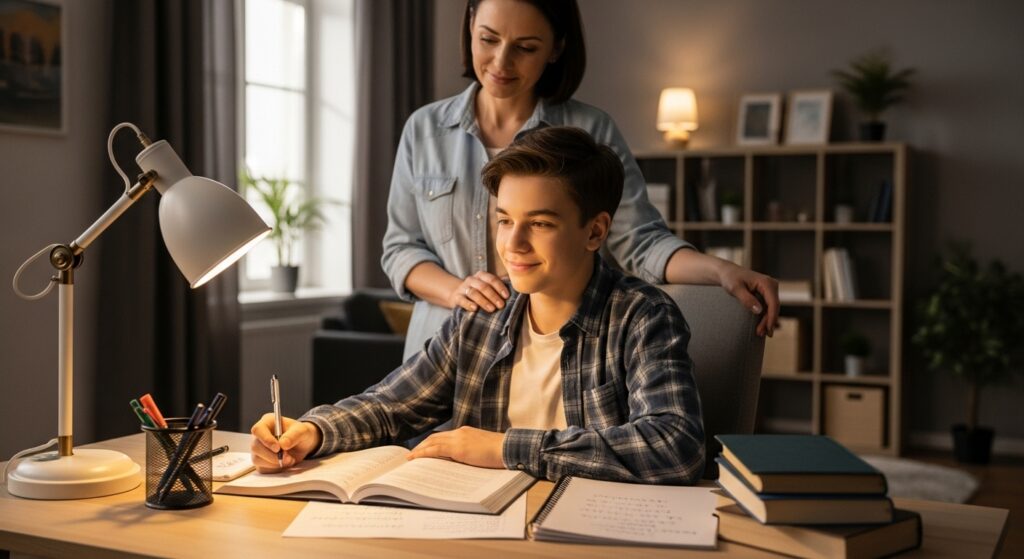 Student overcoming falling behind in classwork with improved focus and confidence