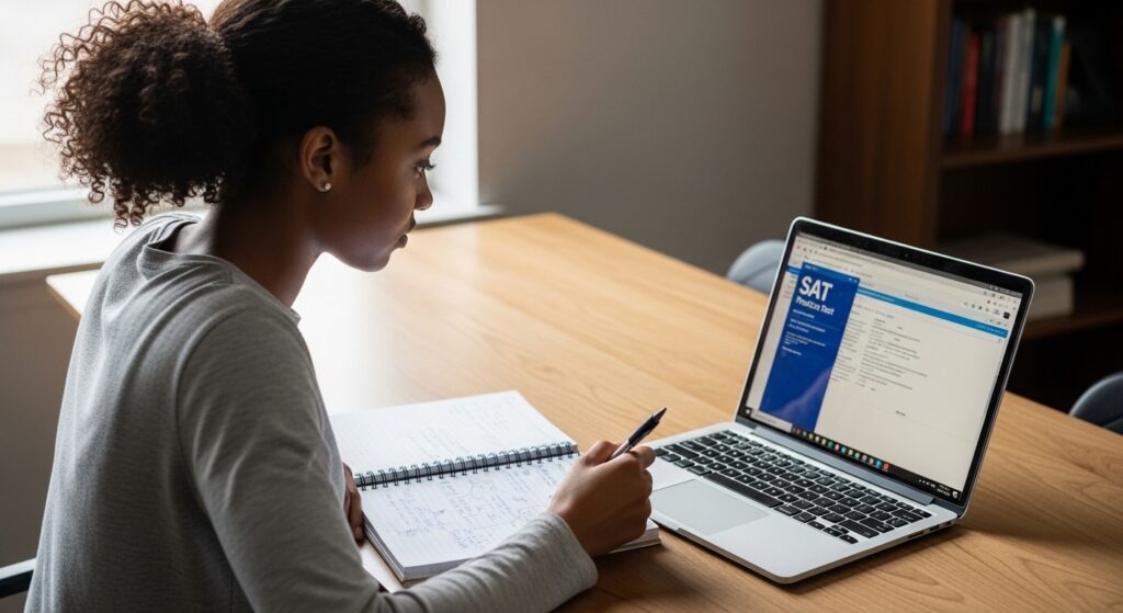 Student preparing for exam while learning the truth about SAT Myths that hurt scores