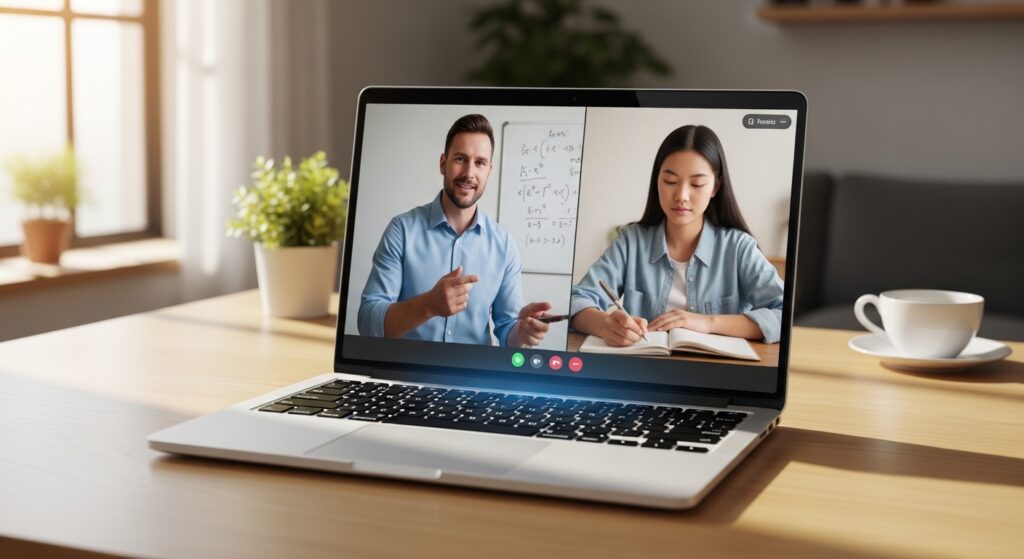 Online SAT Prep session with math tutor helping improve test readiness