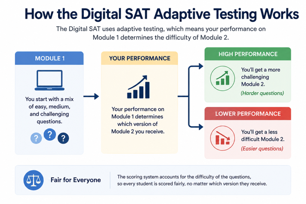 how the Digital SAT adaptive testing system works