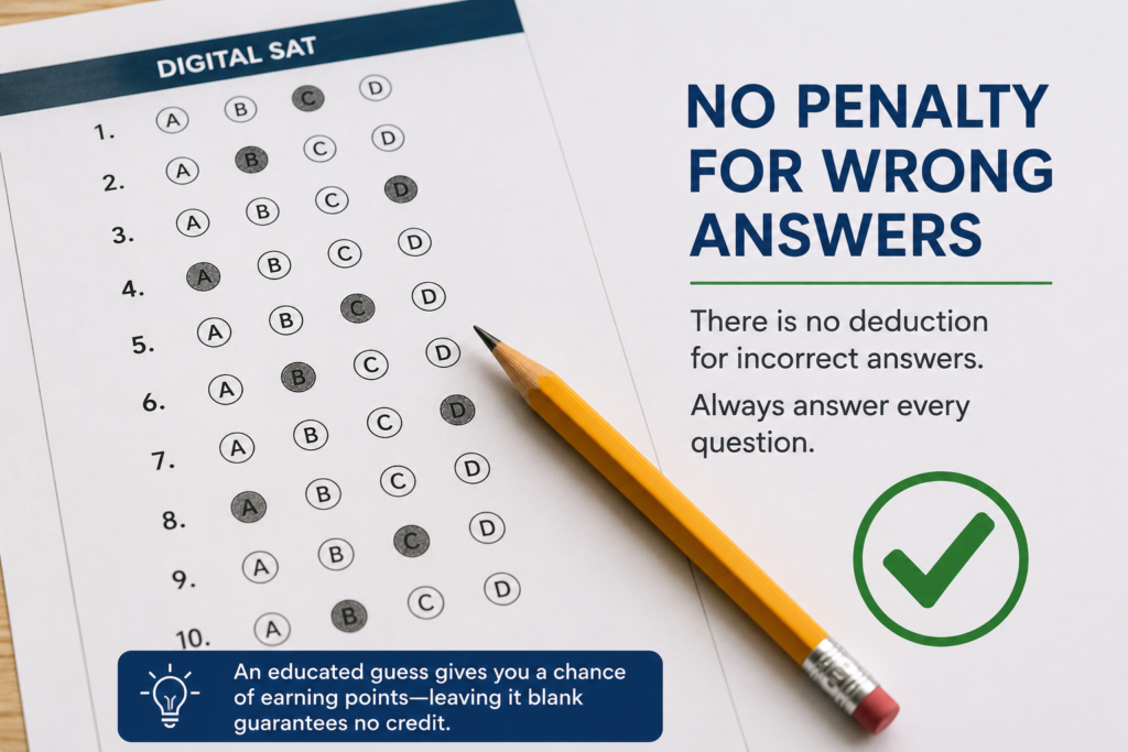 no penalty for the wrong answers on the Digital SAT