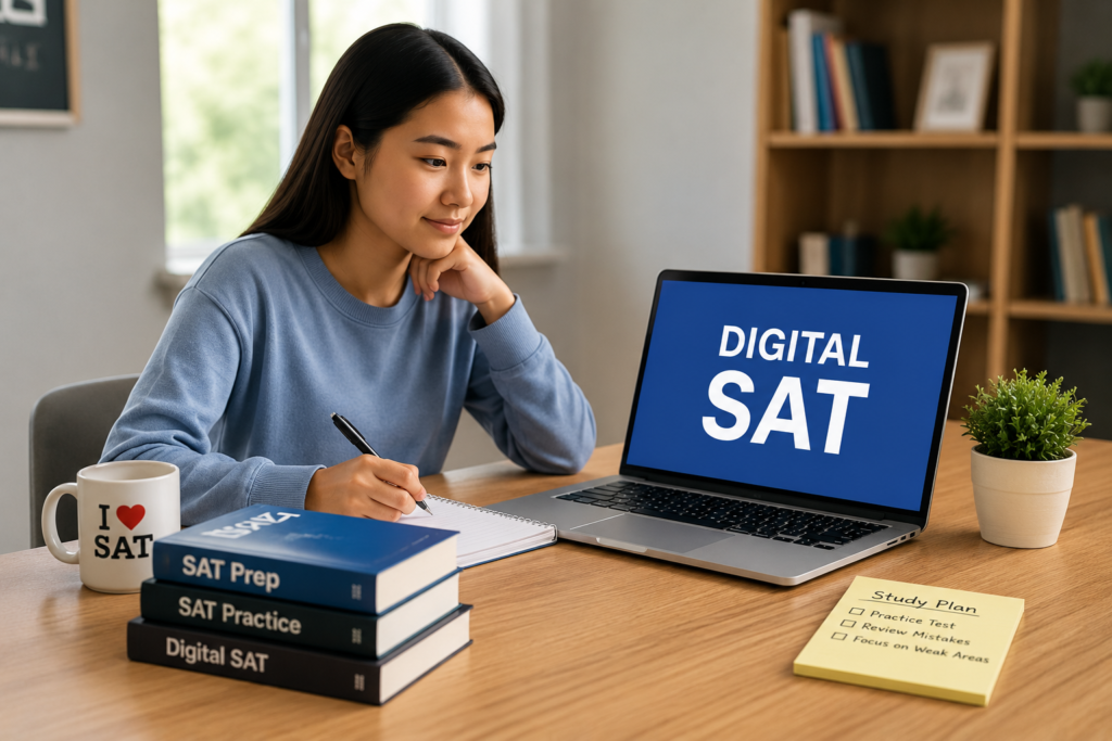 student preparing for the Digital SAT on laptop
