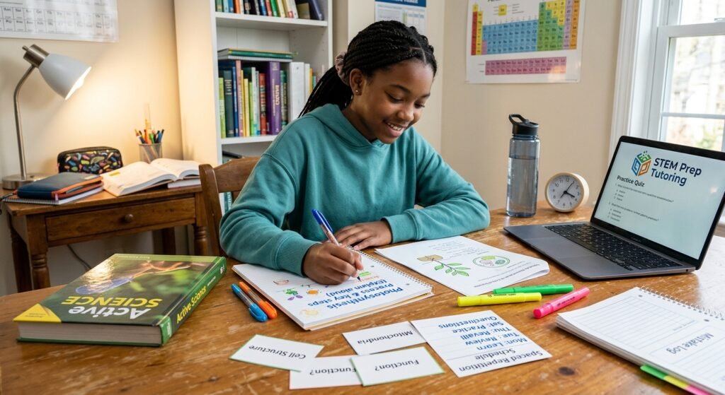 Student using effective study strategies at a desk
